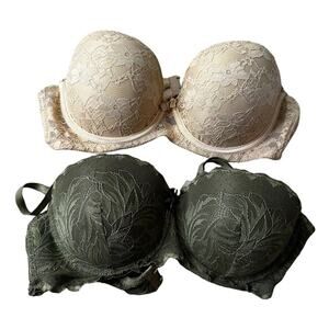 BODY FROSTING BLACK FUSCHIA Convertible Push up lace bras Size 36C
